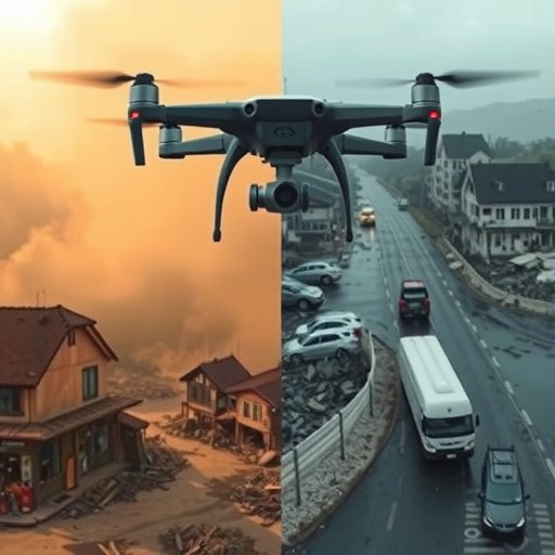 无人机紧急起飞新磨村灾区航拍影像对比图研判灾情