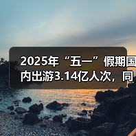 2025年“五一”假期国内出游3.14亿人次，同比增长6.4%
