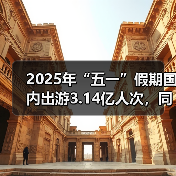 2025年“五一”假期国内出游3.14亿人次，同比增长6.4%