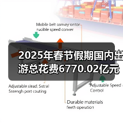 2025年春节假期国内出游总花费6770.02亿元，同比增长7.0%（图4）
