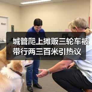 城管爬上摊贩三轮车被带行两三百米引热议（图2）